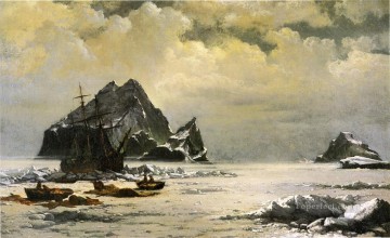 Morning on the Artic Ice Fields boat seascape William Bradford Oil Paintings